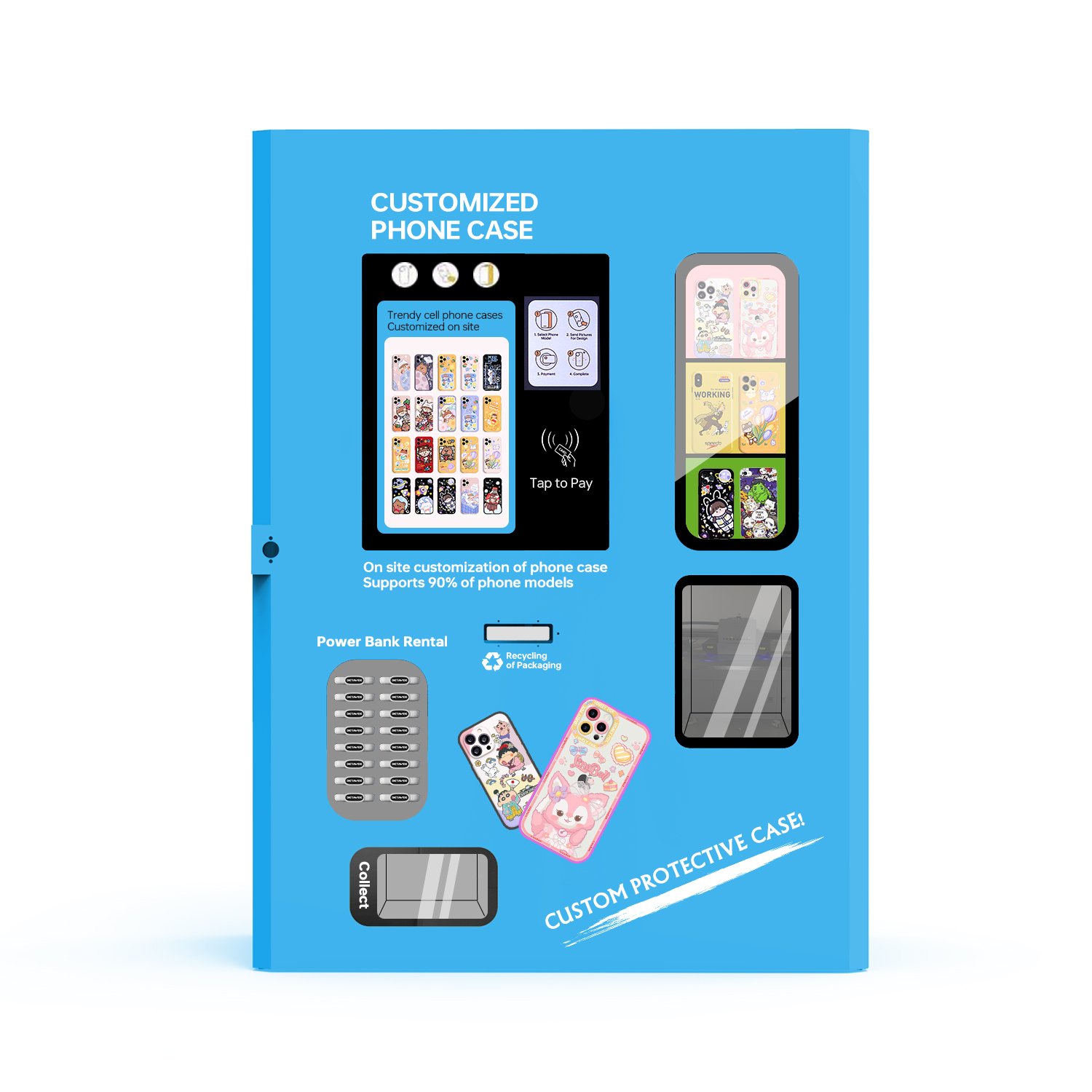 Automatic vending machine for event and party phone cases printing