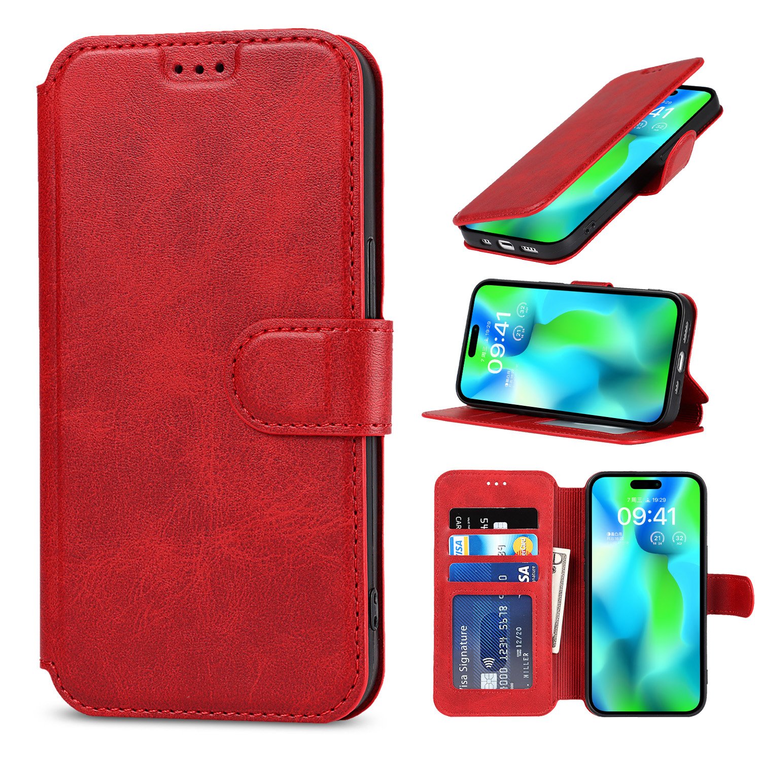Hot Selling Black PU Leather Wallet Phone Case Fine Design Multifunctional Mobile Phone Case Factory Price