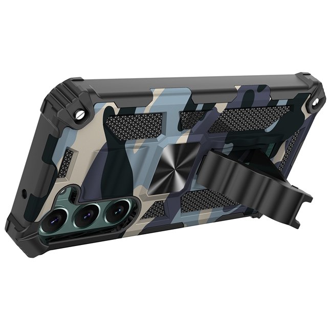 Shockproof Camouflage TPU PC Armor Case For Samsung Galaxy S24 S23 Plus S22 Ultra A35 A05 A14 5G Hybrid Car Mount Holder Cover