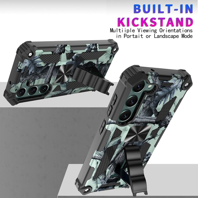 Shockproof Camouflage TPU PC Armor Case For Samsung Galaxy S24 S23 Plus S22 Ultra A35 A05 A14 5G Hybrid Car Mount Holder Cover