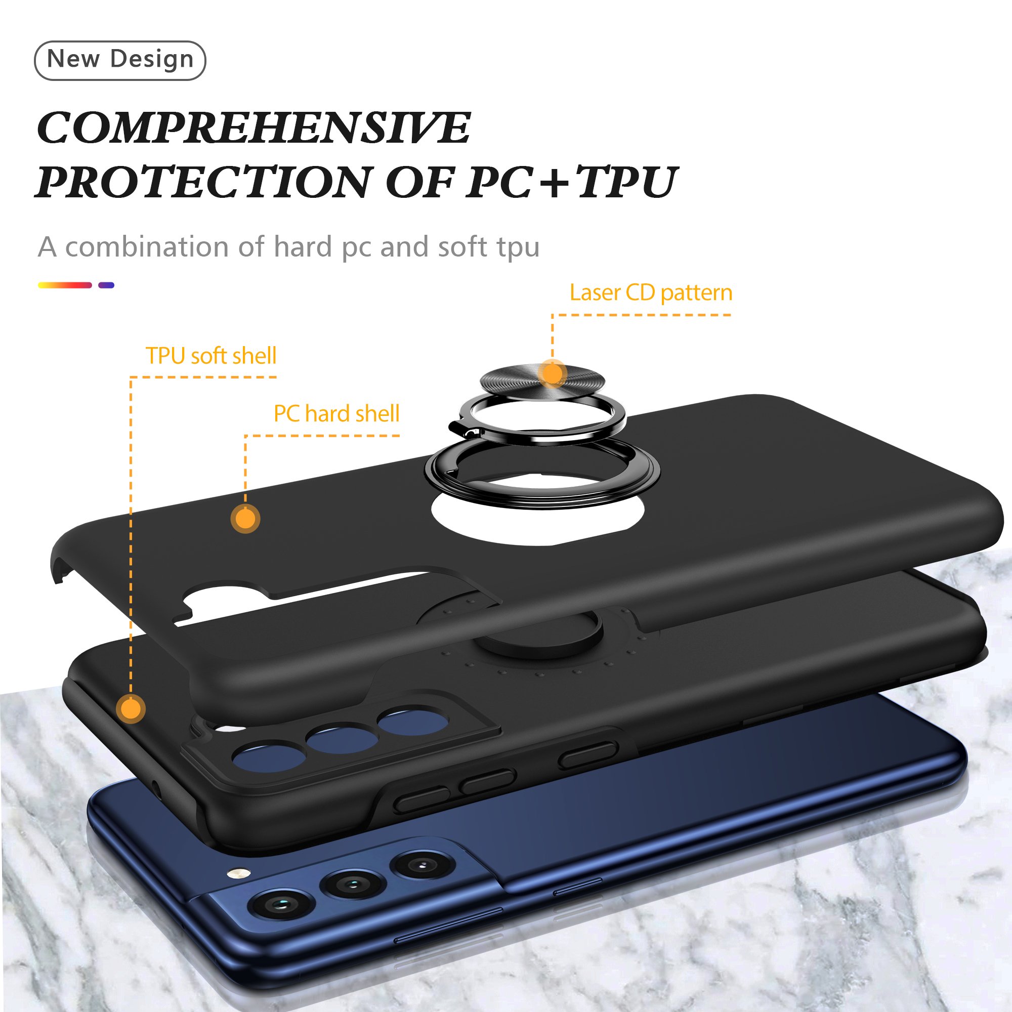 Shockproof Kickstand Phone Case for Samsung Galaxy S20 FE S20 Plus S21FE S22 Plus S21 S24 Ultra Rotate Ring Car Holder Cover