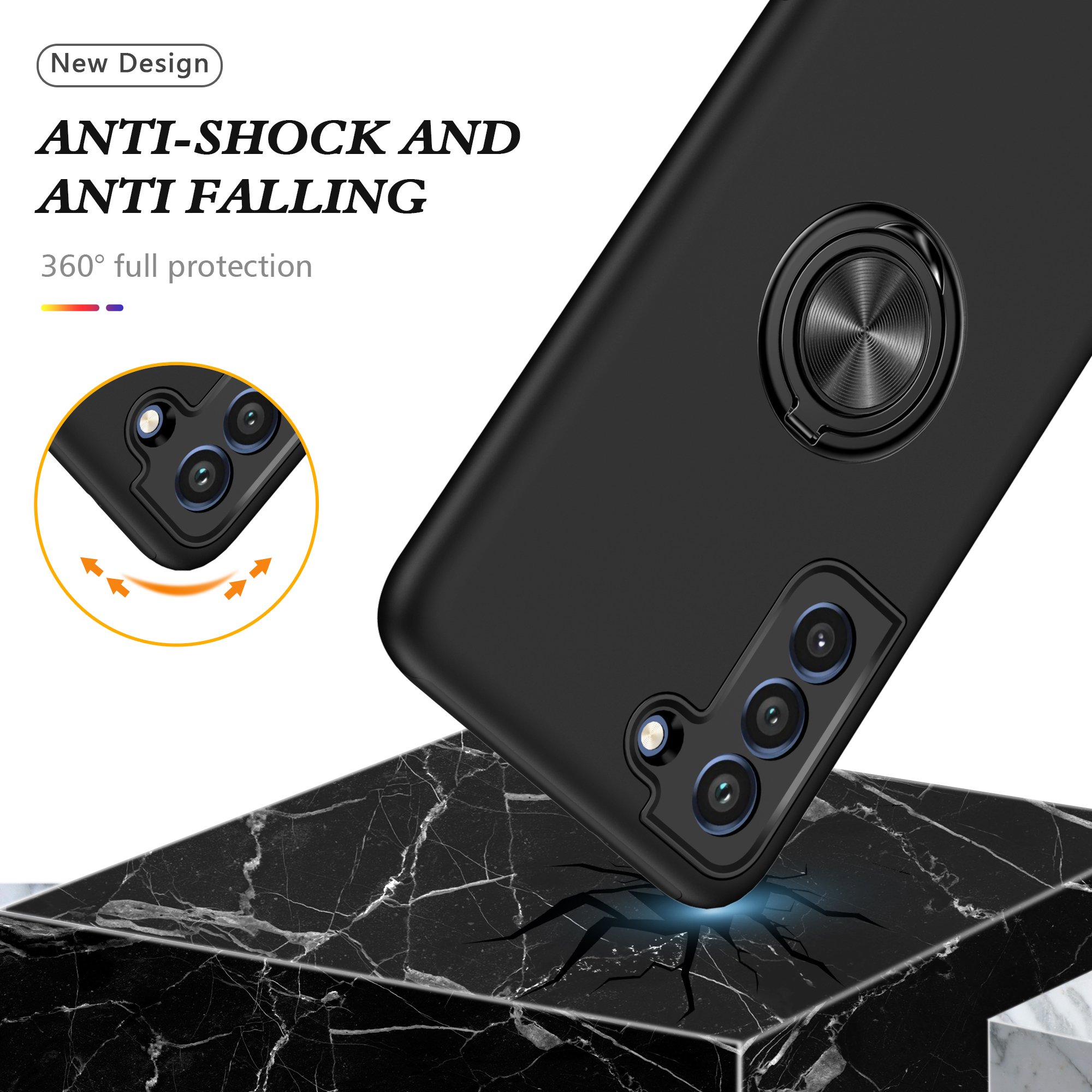 Shockproof Kickstand Phone Case for Samsung Galaxy S20 FE S20 Plus S21FE S22 Plus S21 S24 Ultra Rotate Ring Car Holder Cover