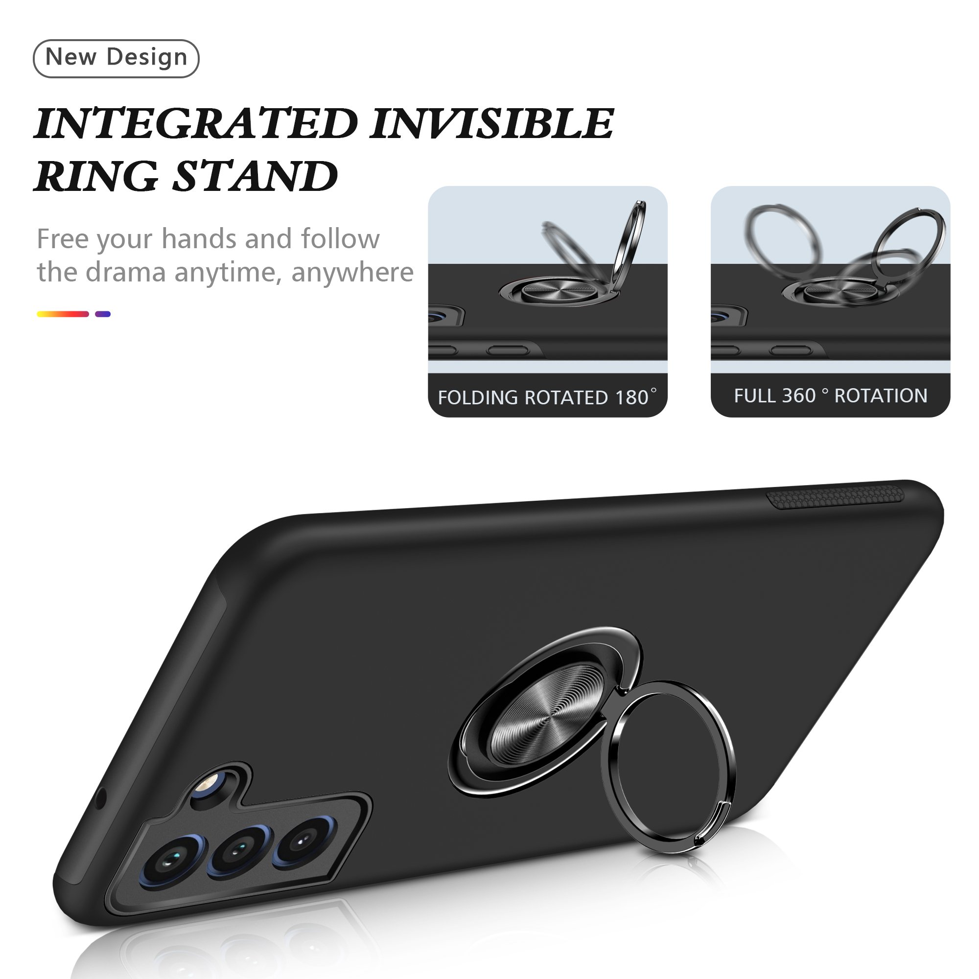Shockproof Kickstand Phone Case for Samsung Galaxy S20 FE S20 Plus S21FE S22 Plus S21 S24 Ultra Rotate Ring Car Holder Cover