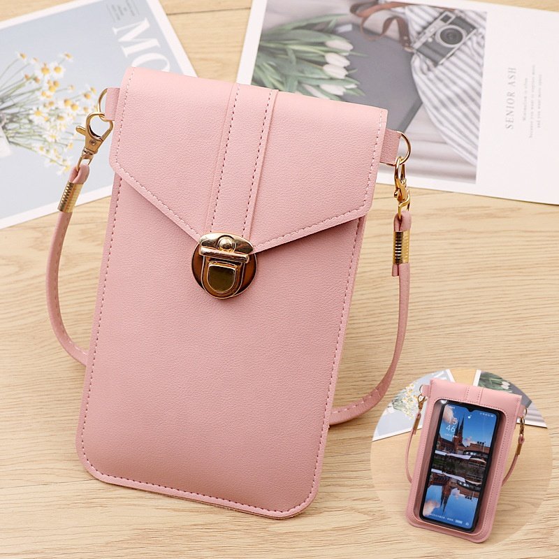 2021 Wholesale New Style Lock Mobile Phone Bag Female Fashion Shoulder Crossbody Phone Case Touch Screen Waterproof Student Bag