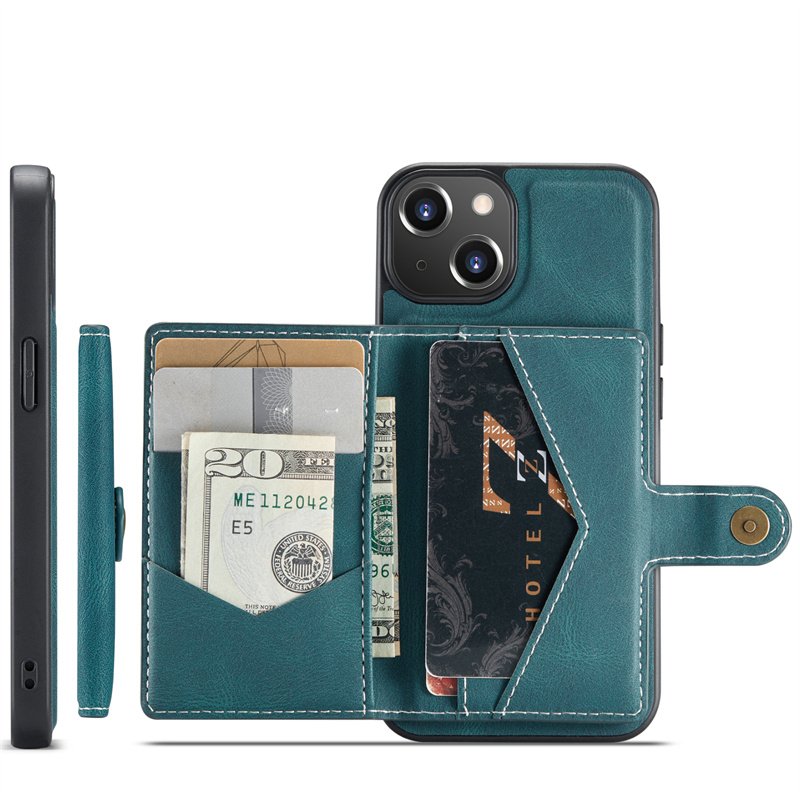 Luxury Leather Wallet Bag Detachable Phone Cover Kickstand Shockproof for iPhone 14 13 Pro Max Phone Case