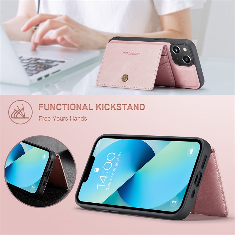 Luxury Leather Wallet Bag Detachable Phone Cover Kickstand Shockproof for iPhone 14 13 Pro Max Phone Case