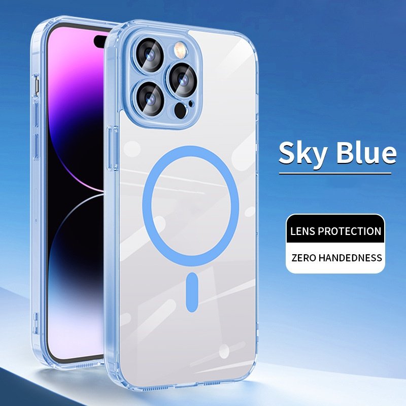 Clear Acrylic Magnetic Mobile Phone Case For iPhone 15 14 13 12 Pro max Magnet Lens glass film colorful Shockproof Back Cover