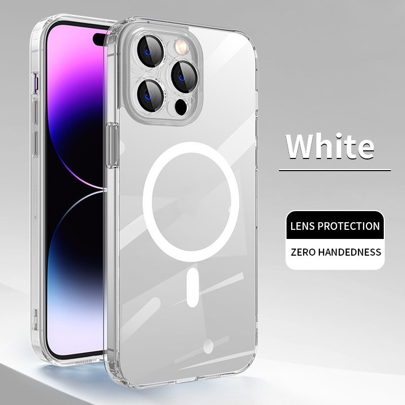 Clear Acrylic Magnetic Mobile Phone Case For iPhone 15 14 13 12 Pro max Magnet Lens glass film colorful Shockproof Back Cover