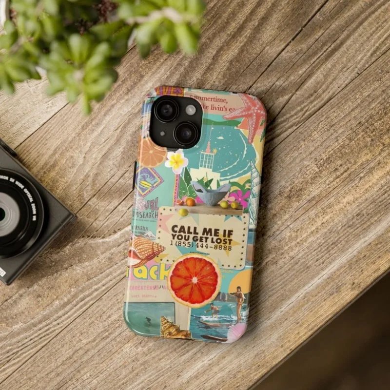 Summer Beach Collage Phone Case For IPHONE 15PRO MAX 14 13 12 11 PRO Plus 15pro Acrylic TPU Two in one Mobile Phone Cases