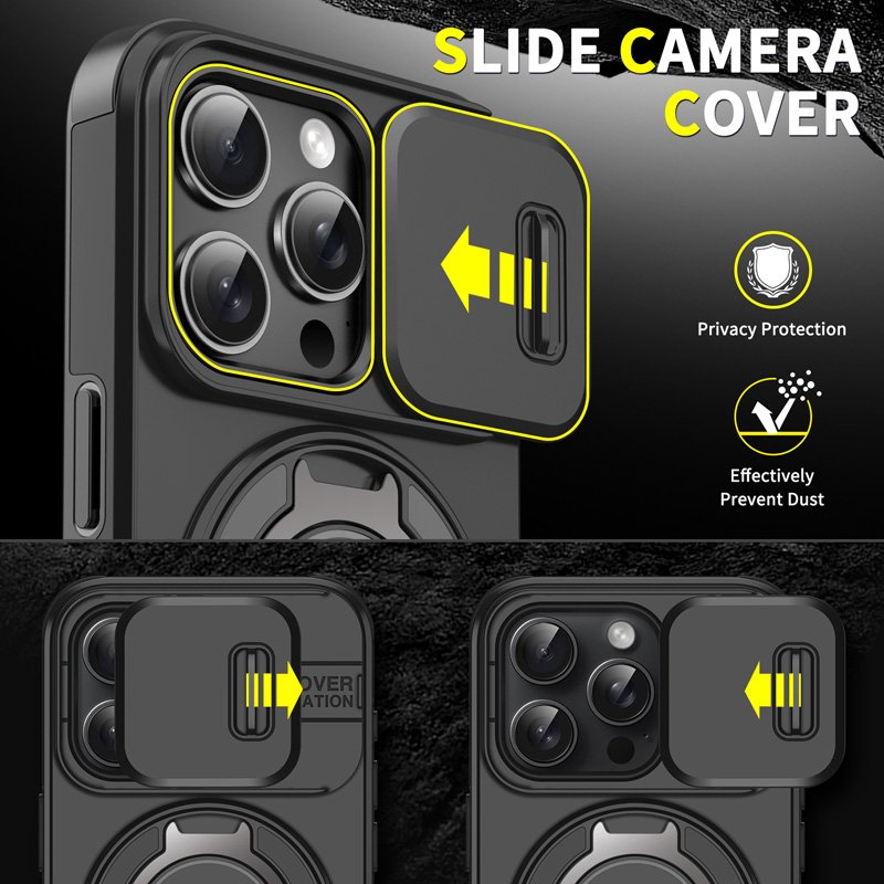 New Arrival For iPhone 15/15 Pro/16/16 Pro/16 Plus/16 Pro Max TPU + PC Hybrid Slide Window Lens Protection Mobile Phone Case