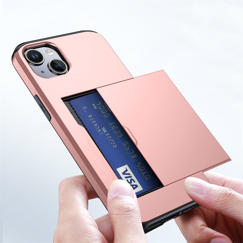 Wallet case for iPhone 15 with slide-out card Slot Wallet Credit Card Armor Card Holder for iPhone16 Pro Max Mobile Phone Case
