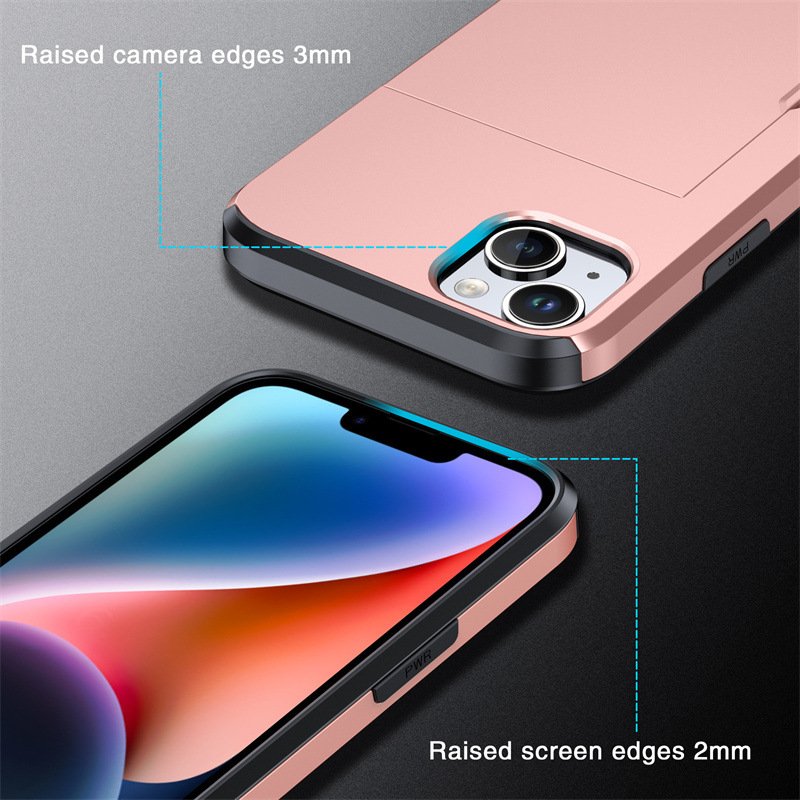 Wallet case for iPhone 15 with slide-out card Slot Wallet Credit Card Armor Card Holder for iPhone16 Pro Max Mobile Phone Case