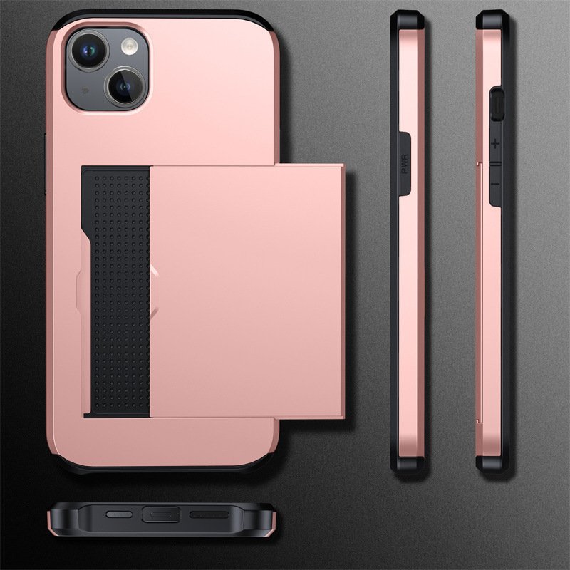 Wallet case for iPhone 15 with slide-out card Slot Wallet Credit Card Armor Card Holder for iPhone16 Pro Max Mobile Phone Case