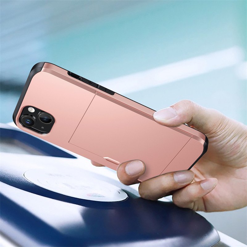 Wallet case for iPhone 15 with slide-out card Slot Wallet Credit Card Armor Card Holder for iPhone16 Pro Max Mobile Phone Case