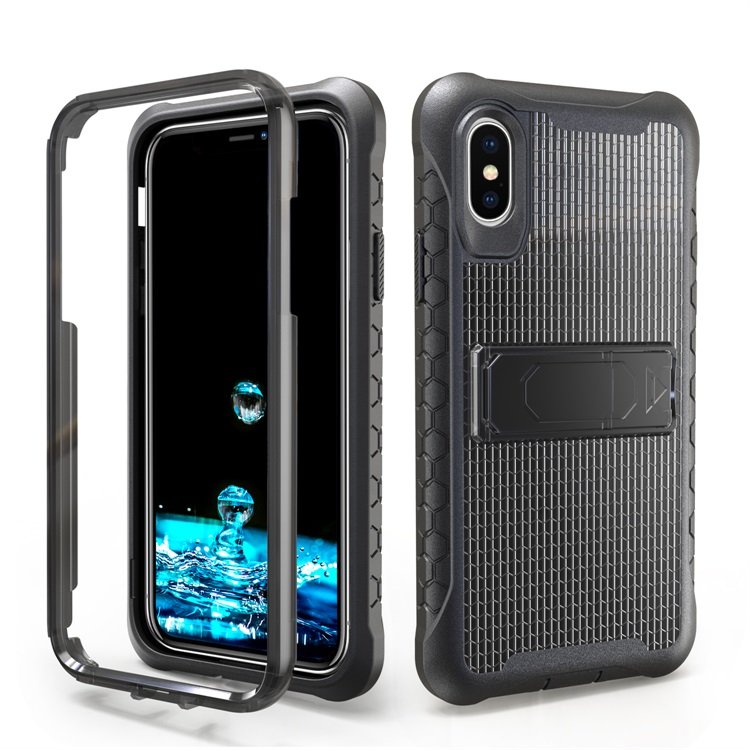 Heavy Duty Red Universal Kickstand Cover Case for iPhone X XS Built-in Armor Design with Free Sample Shockproof TPU PC Material