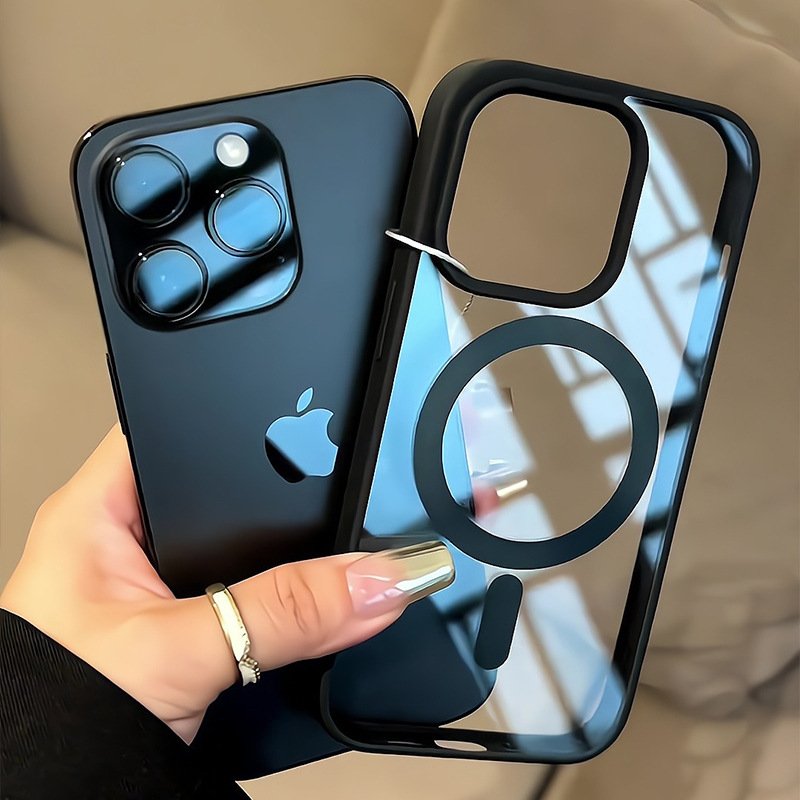 New design Transparent acrylic Magnetic suction phone case for iphone 11 12 13 14 15 16 promax anti-fall phone accessories 2024