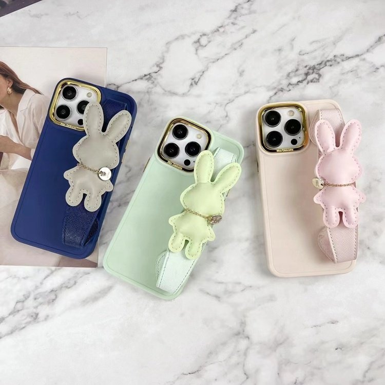 fashion wholesale price diy rabbit doll strap kickstand wrist band mobile phone case for iphone 15 14 13 12 11 pro max plus 7 8