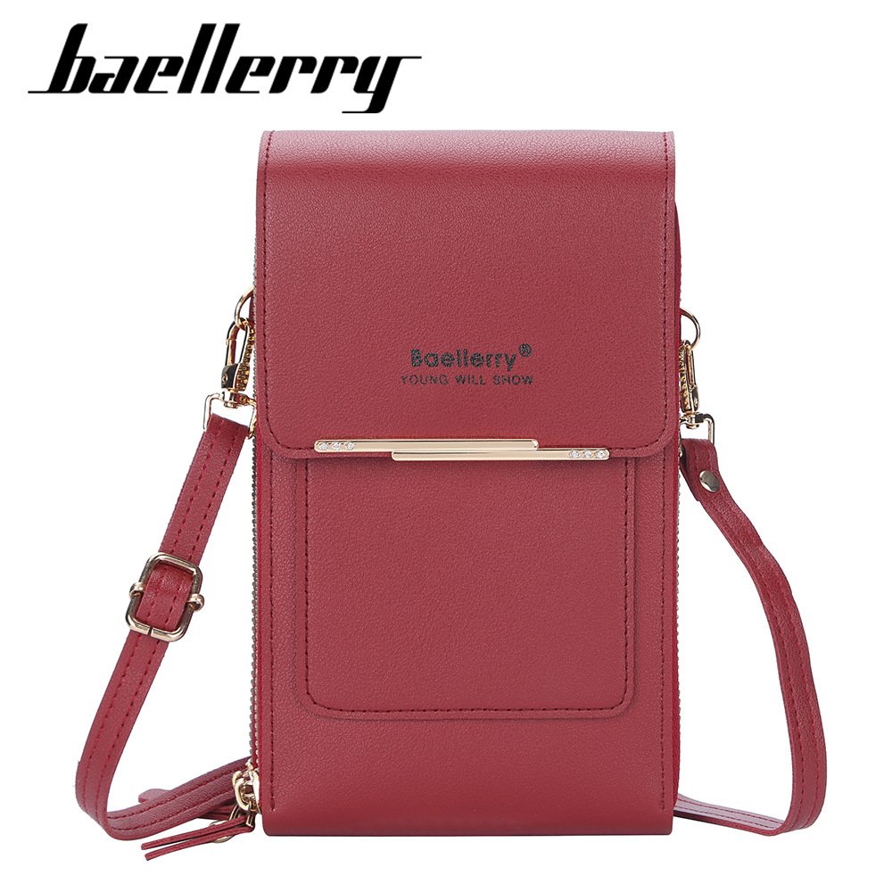 Fashion Luxury Women Crossbody Handbag Pu Leather Mini Touch Screen Mobile Phone Wallet