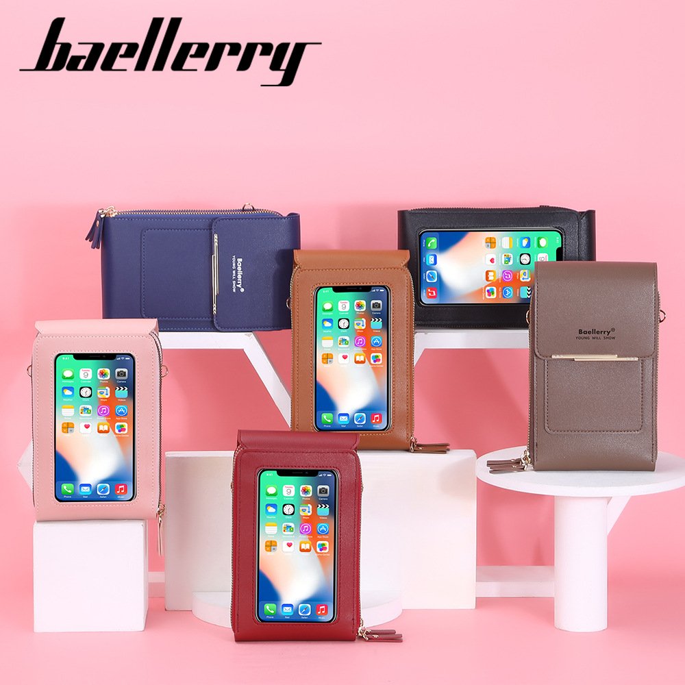 Fashion Luxury Women Crossbody Handbag Pu Leather Mini Touch Screen Mobile Phone Wallet