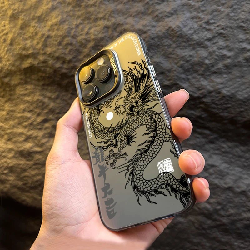 Luxury Dragon Totem Anti-drop Case For Xiaomi Poco F5 X5 Pro 5G Mi 14 13 12 12T 13T Pro 11 Lite 5G NE Lens protect plating Cover