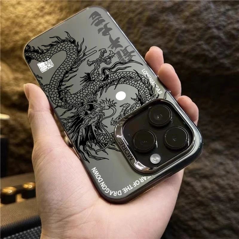 Luxury Dragon Totem Anti-drop Case For Xiaomi Poco F5 X5 Pro 5G Mi 14 13 12 12T 13T Pro 11 Lite 5G NE Lens protect plating Cover