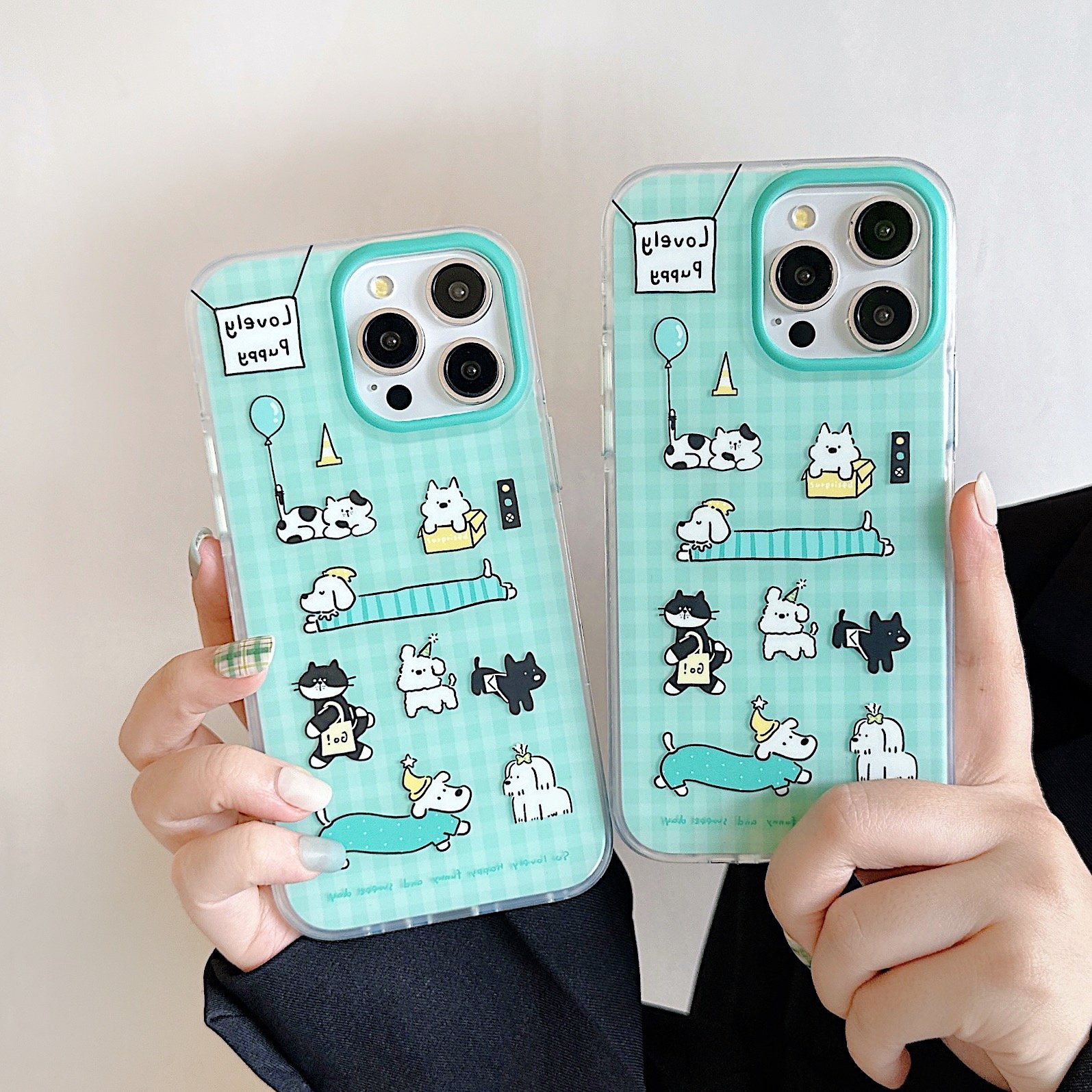 SHKL Wholesale Mobile Phone Case Cover Bag Cases Silicone Cute Dog Cat Waterproof Green Clear Design 13 14 15 Pro Max For iphone