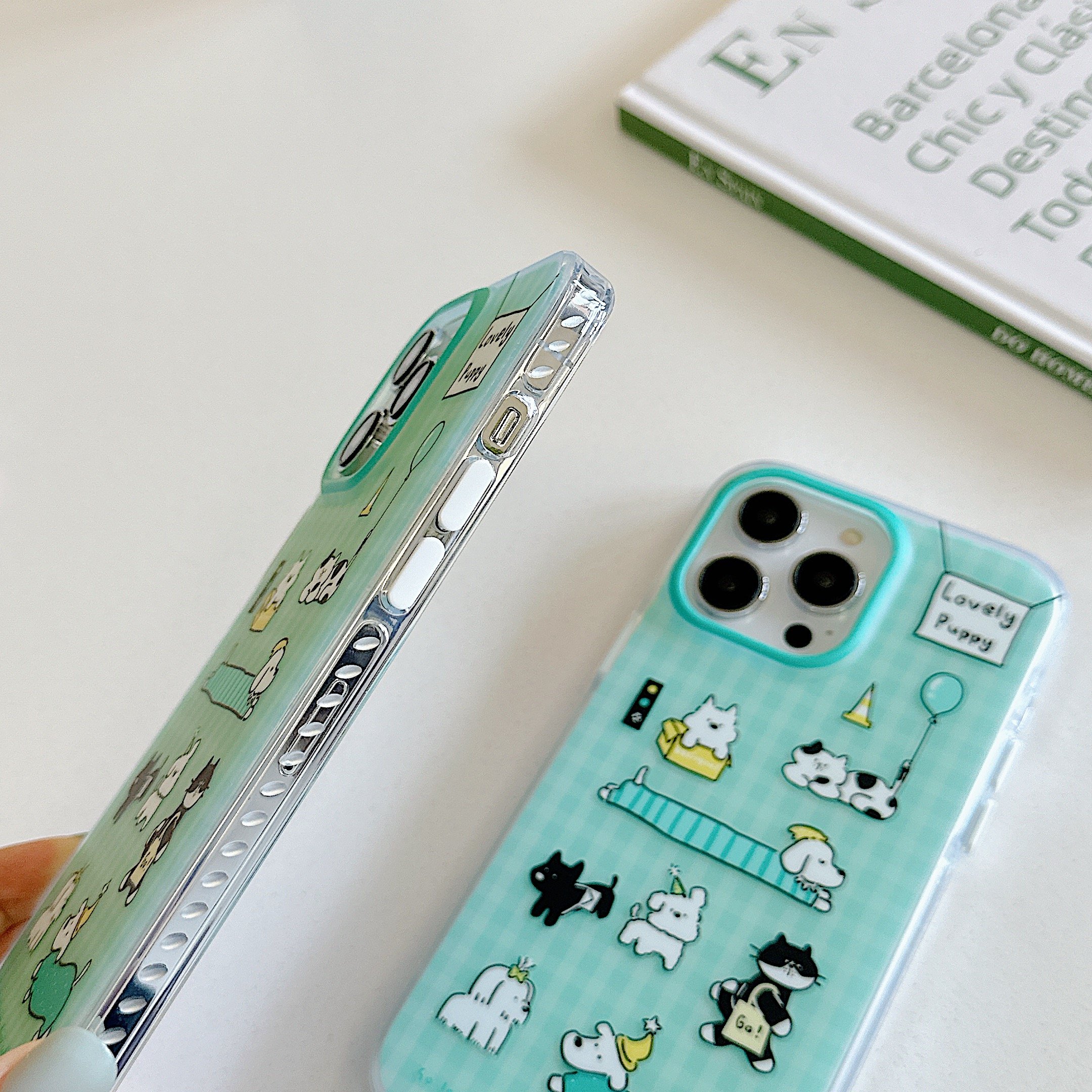 SHKL Wholesale Mobile Phone Case Cover Bag Cases Silicone Cute Dog Cat Waterproof Green Clear Design 13 14 15 Pro Max For iphone