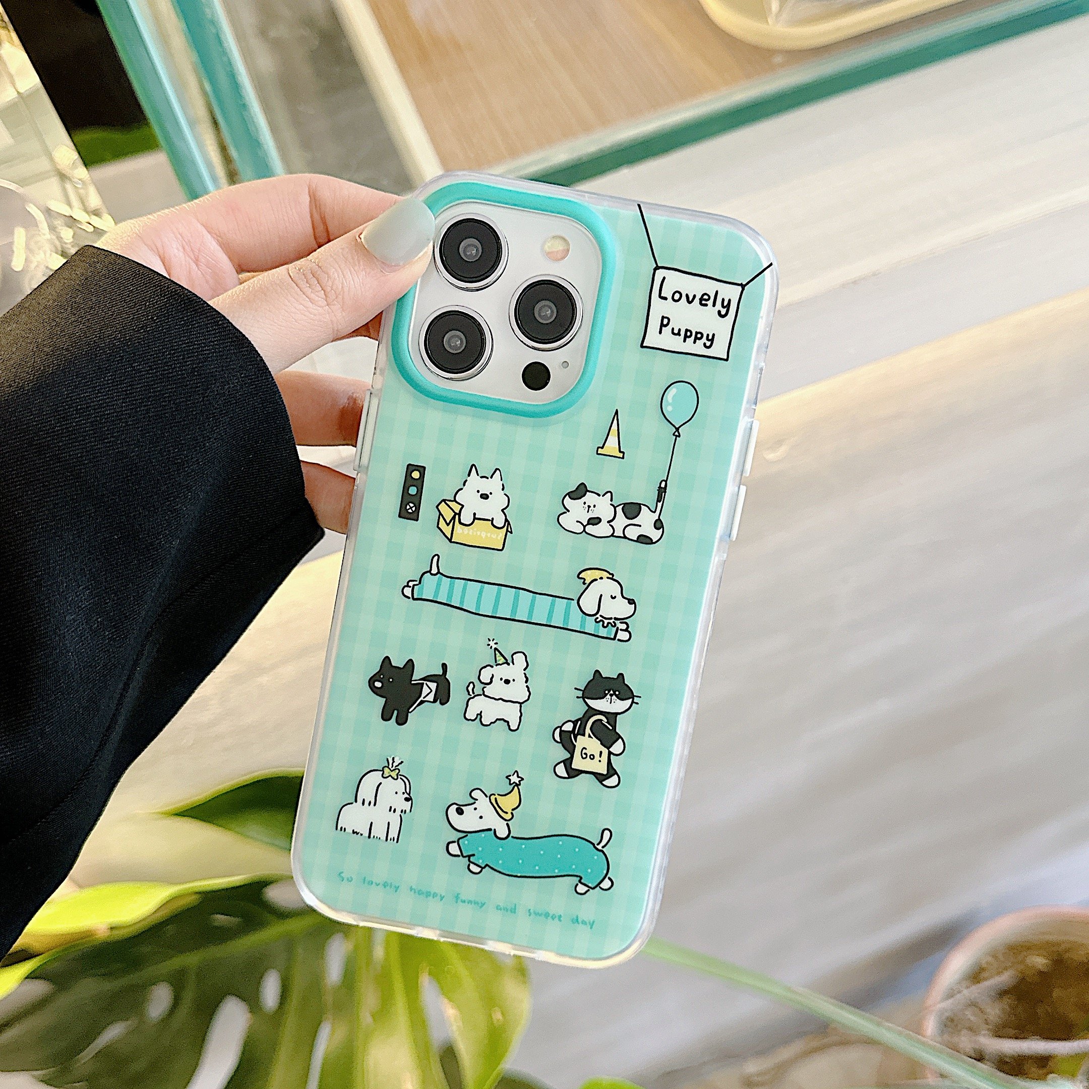 SHKL Wholesale Mobile Phone Case Cover Bag Cases Silicone Cute Dog Cat Waterproof Green Clear Design 13 14 15 Pro Max For iphone