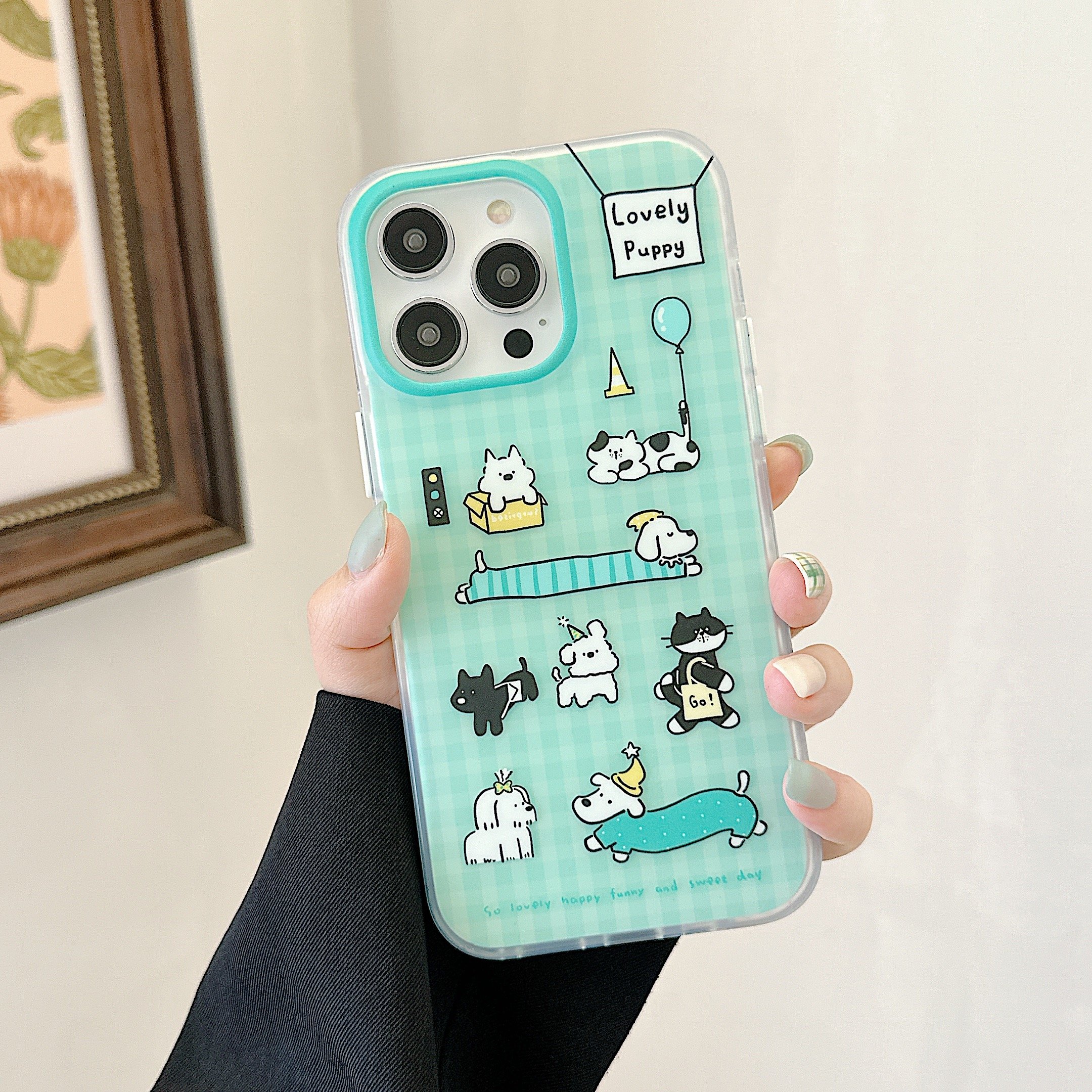 SHKL Wholesale Mobile Phone Case Cover Bag Cases Silicone Cute Dog Cat Waterproof Green Clear Design 13 14 15 Pro Max For iphone