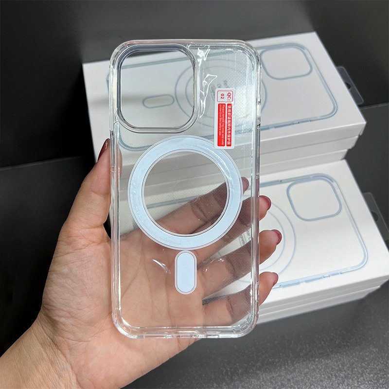 Wholesale new for iphone 16Promax phone case transparent magnetic for iPhone 15 14 13 12 11 X TPU protective case