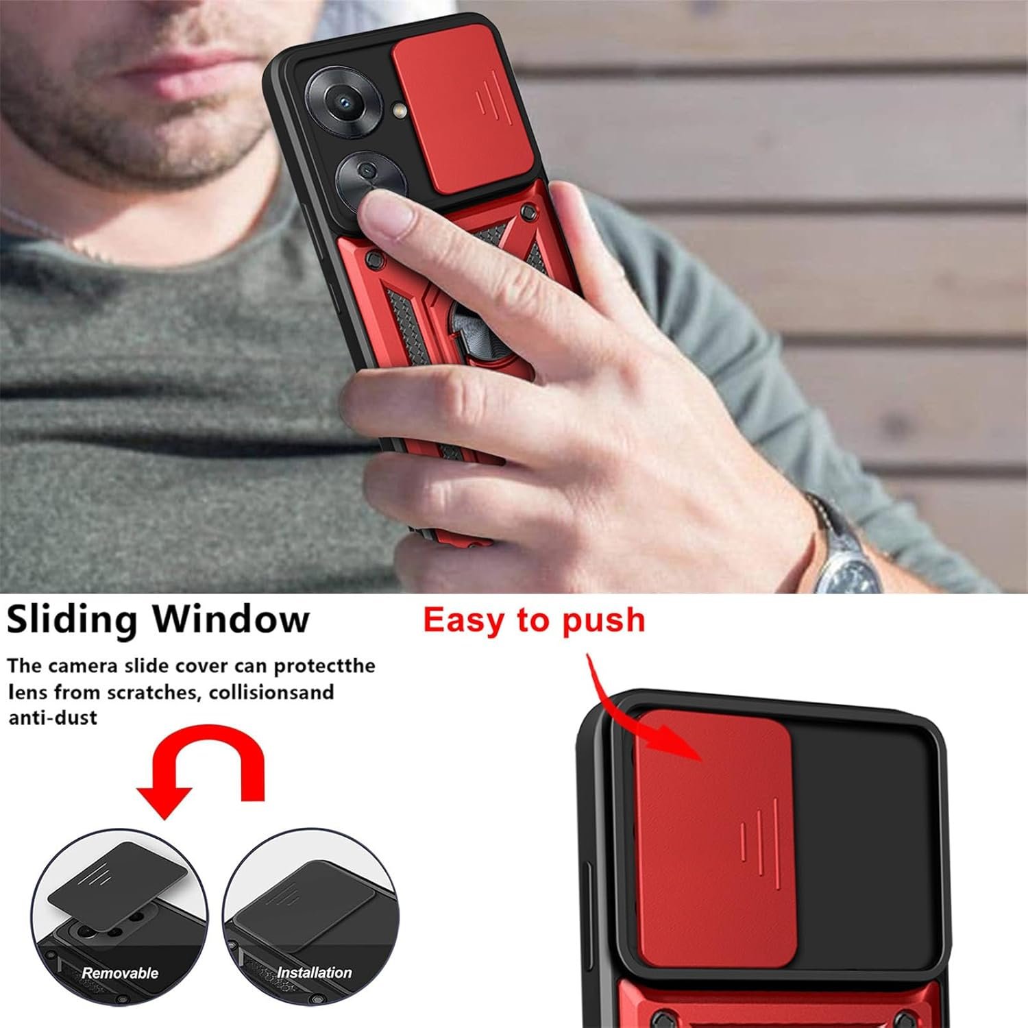 Trends Slide Window Camera Protection Mobile Phone Cases For Xiaomi Redmi 14C 13C 12C 4G 5G TPU Plastic Shockproof Back Cover