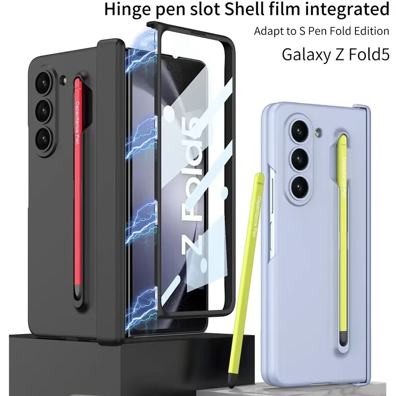 Applicable to Samsung z fold 6 mobile phone case business side stand 3-in-1 magnetic hinge frosted protective case with pen