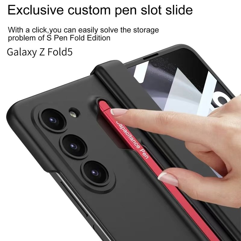 Applicable to Samsung z fold 6 mobile phone case business side stand 3-in-1 magnetic hinge frosted protective case with pen