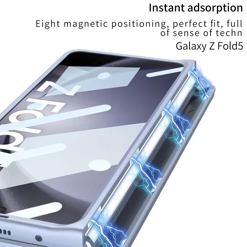 Applicable to Samsung z fold 6 mobile phone case business side stand 3-in-1 magnetic hinge frosted protective case with pen