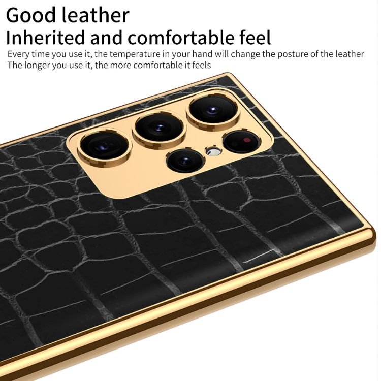 Electroplated plain leather s23 phone case crocodile skin pattern for samsung s23 ultra case for samsung s23 case