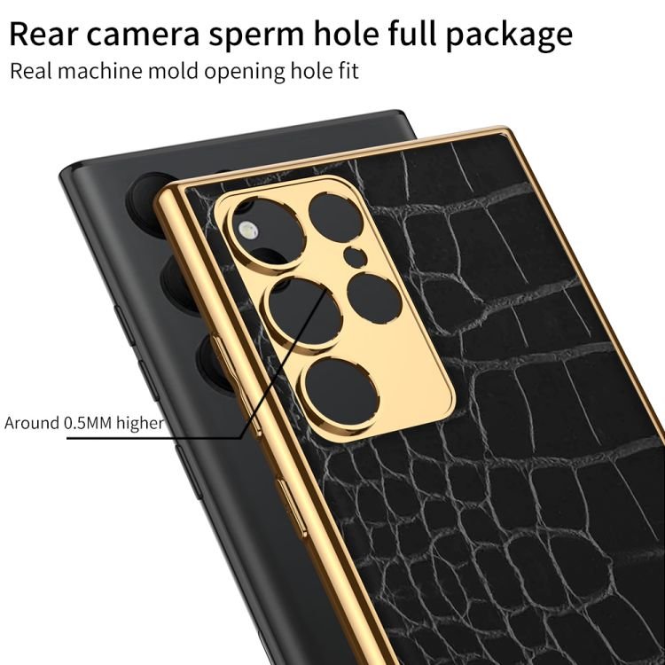 Electroplated plain leather s23 phone case crocodile skin pattern for samsung s23 ultra case for samsung s23 case