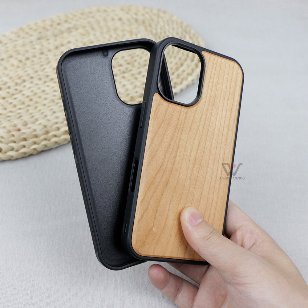 Fashion Blank Cherry Engraved Wood Phone Case For iPhone 14 Plus Mobile Phone Cases