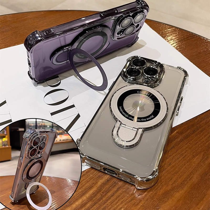 magnetic mobile phone case for iphone 15 pro max magnetic kickstand case clear back cover for iphone 15 pro max