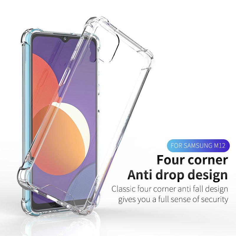 Mobile Phone Case For Samsung Galaxy M12 Back Cover Anti shock Transparent TPU PC 1.5mm