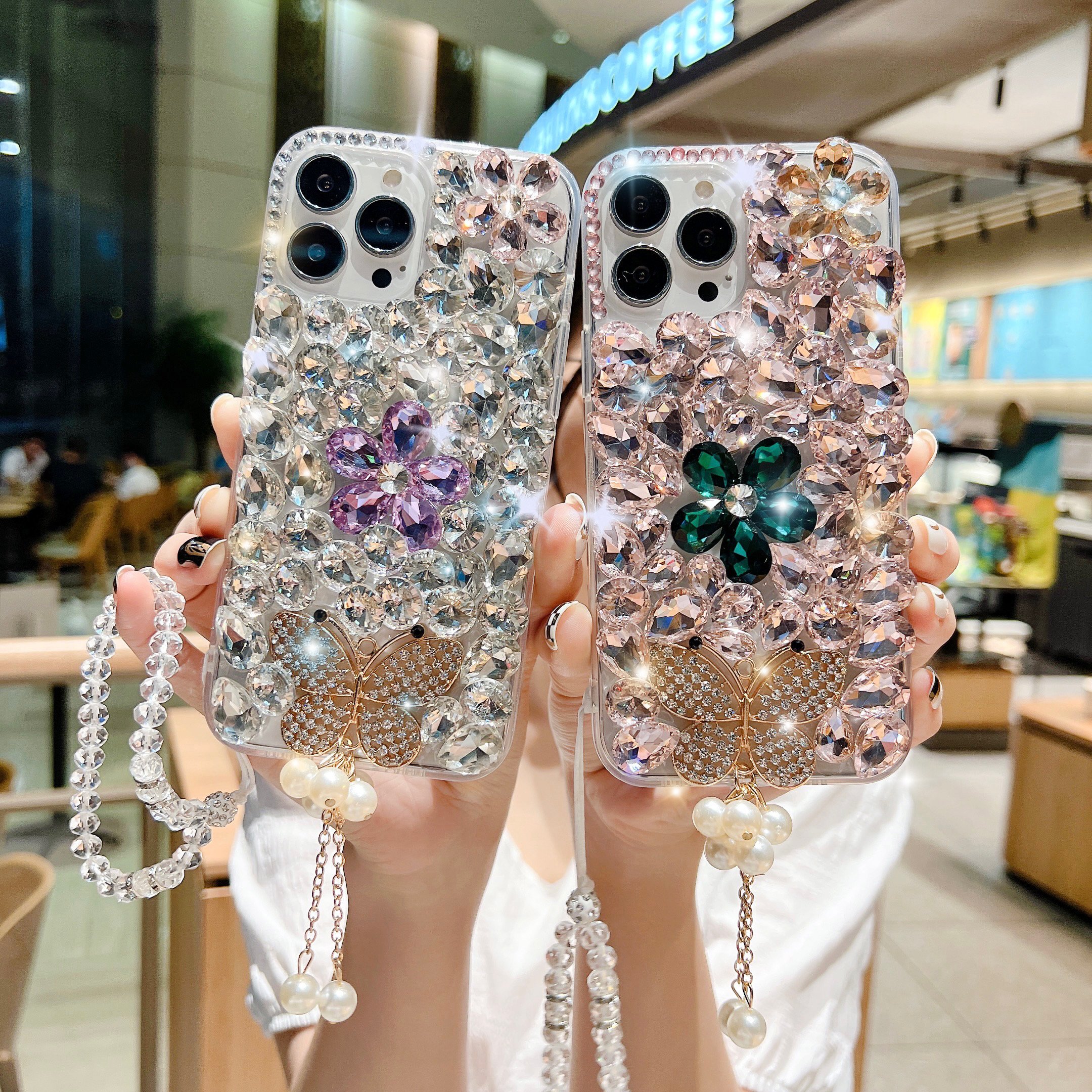 new arrival glitter bling shiny fashion luxury butterfly diamond phone cover case for iphone 16 15 14 13 12 11 xr xsmax 678 plus