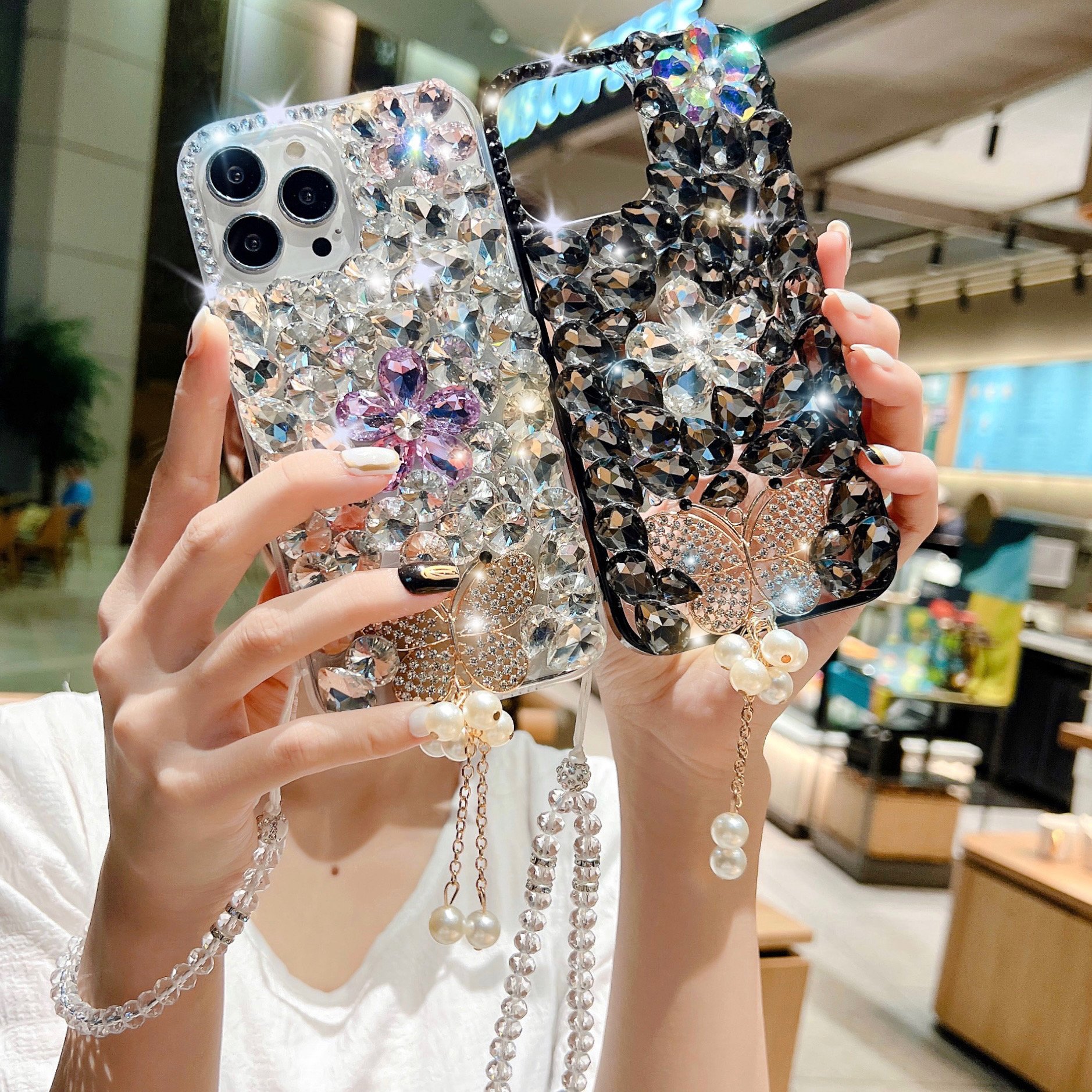 new arrival glitter bling shiny fashion luxury butterfly diamond phone cover case for iphone 16 15 14 13 12 11 xr xsmax 678 plus