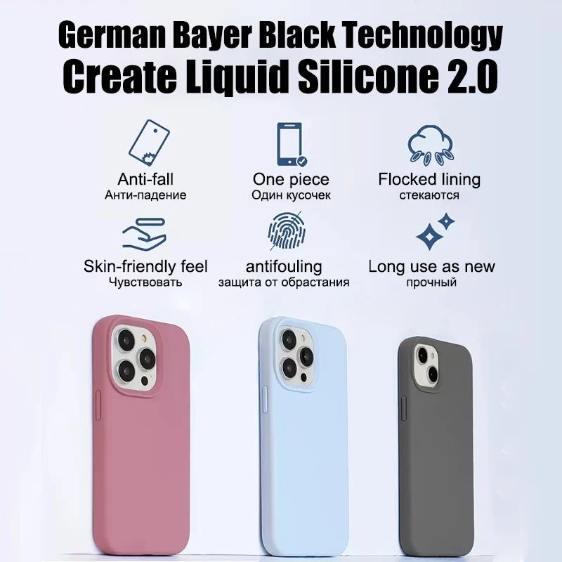 Wholesale Liquid Silicone Mobile Phone Cases for iPhone 15 14 13 12 11 Pro Max Plus Shockproof Cover