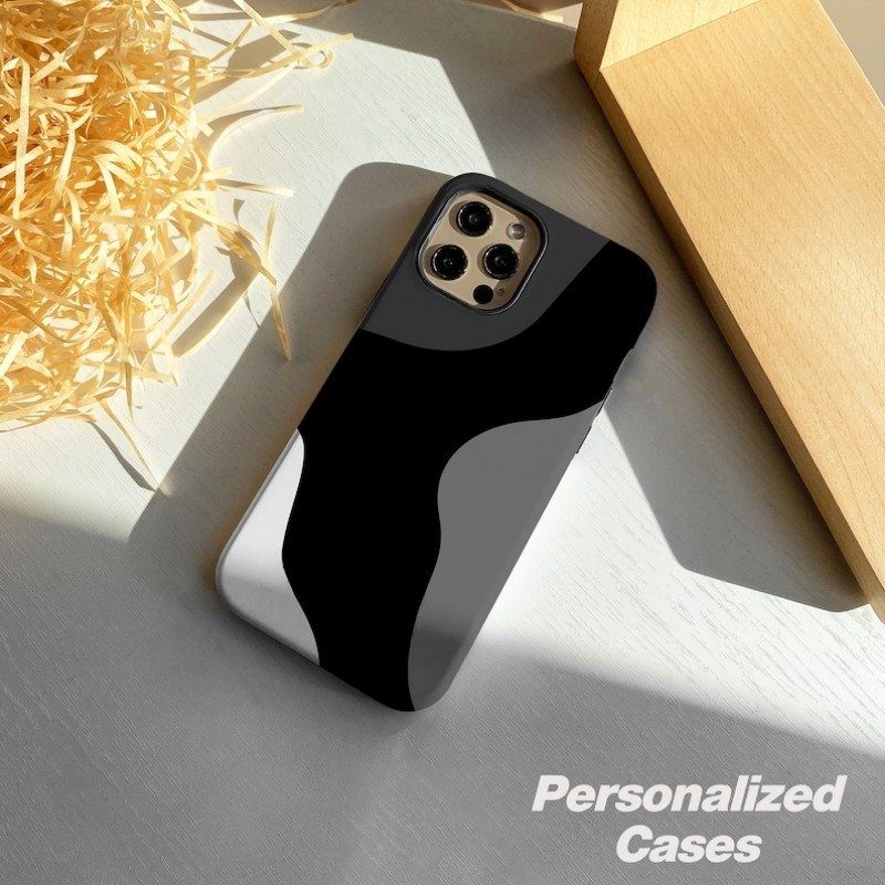 Boho Minimalism Black Phone Case For IPHONE 15PRO MAX 14 13 12 11 PRO Plus 15pro Acrylic TPU Two in one Mobile Phone Cases