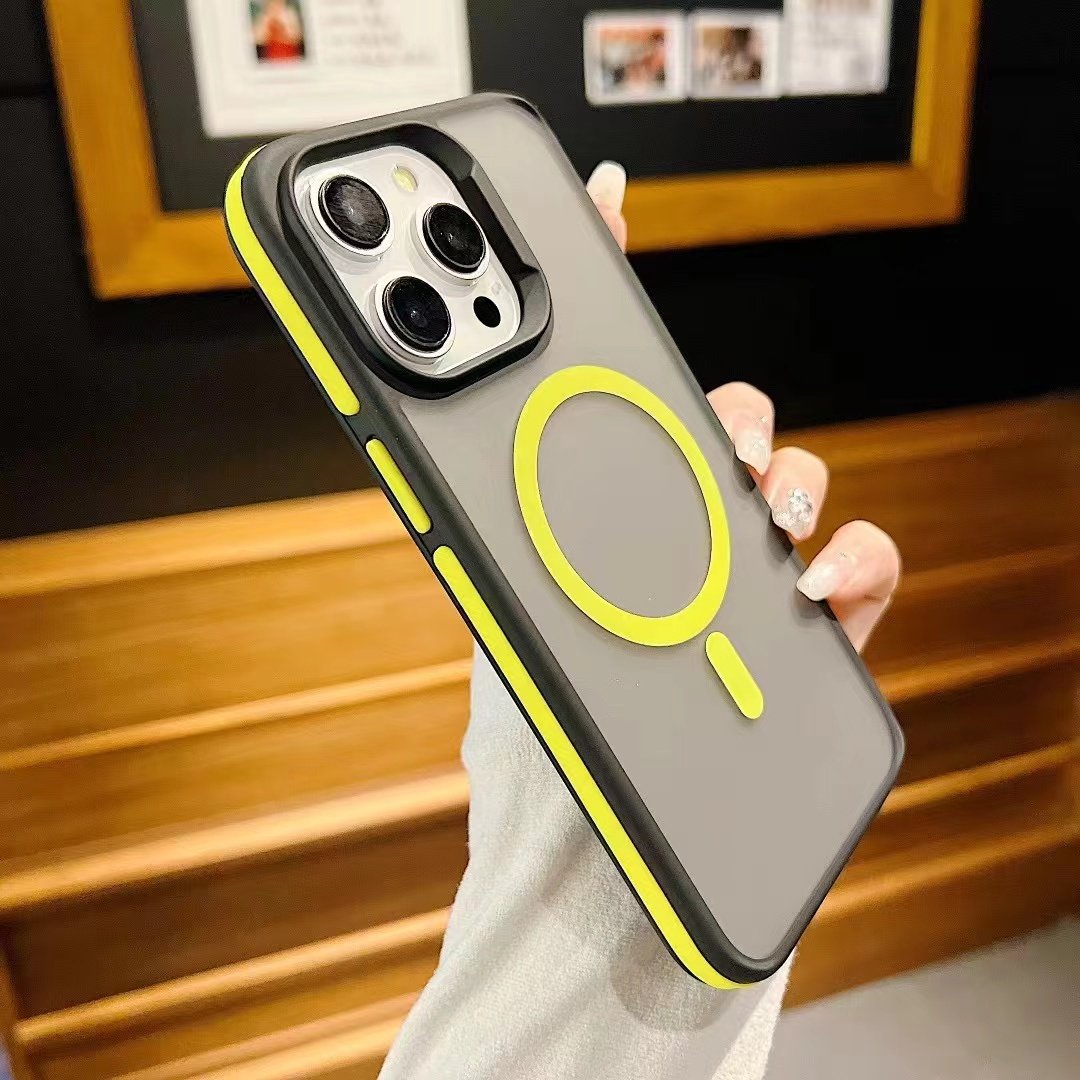 For iPhone16 Pro Max Two-Color Skin Feeling Mobile Phone Case Factory Wholesale Magnetic Suction Anti-Fall Protective Cover