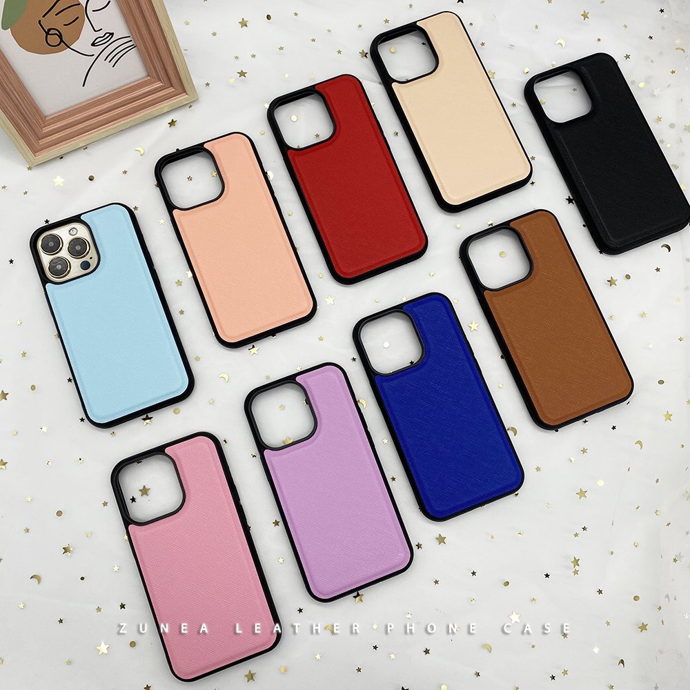 Ready to Ship 3D raised Vegan PU Saffiano Leather Mobile Cellphone back covers phone case fundas piel stock for iPhone 14 13 15