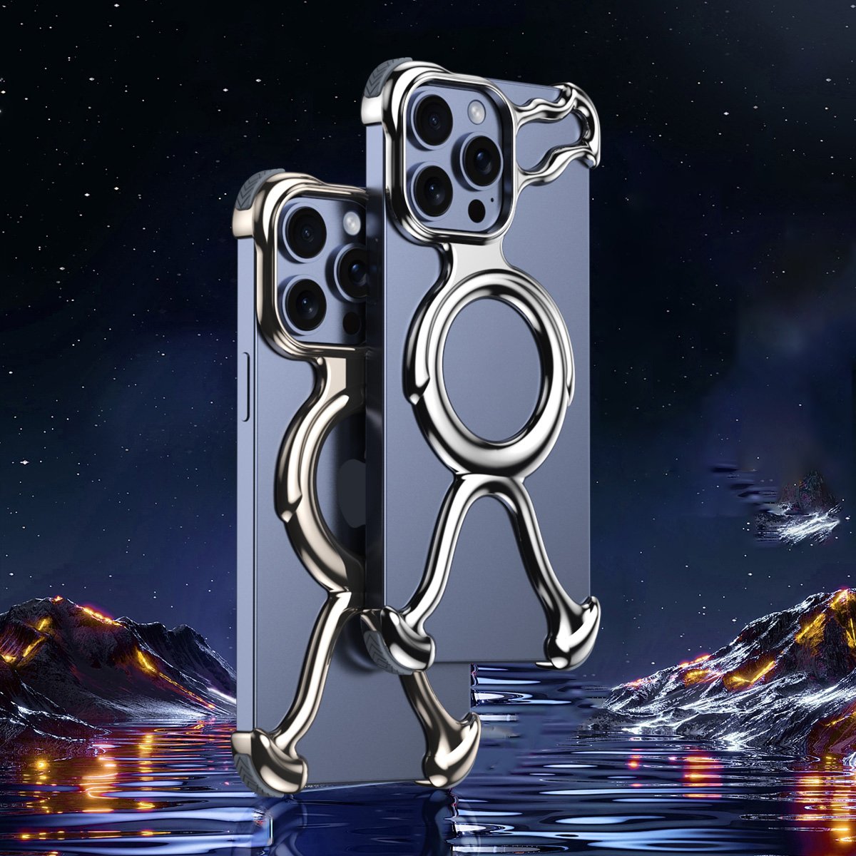 Armor Detachable Titanium Alloy Hollow Mobile Phone Case Anti Drop Ultra Light Heat Dissipation For Iphone 15 pro max case 14 13