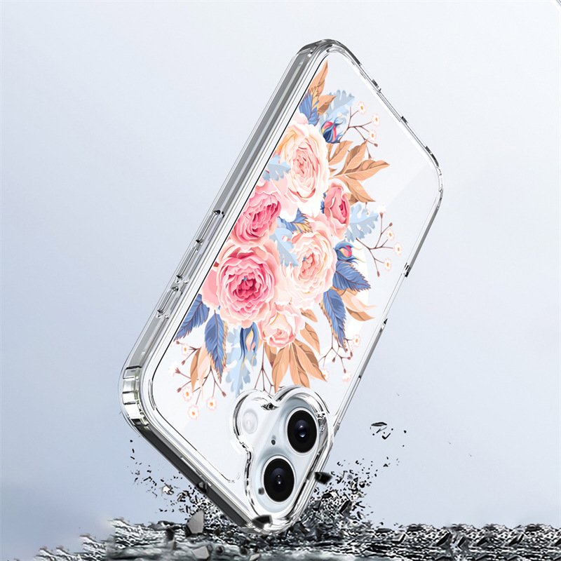 Magnetic Purple pink flower hard mobile Phone Case For iPhone 14 15 13