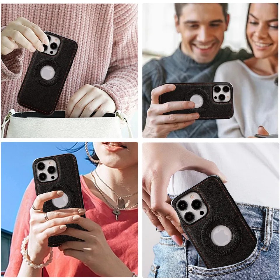 Luxury Wireless Charging PU Leather Mobile Phone Case For iPhone15 14 Pro Max 13 12 11 Magnetic Cellphone Cover