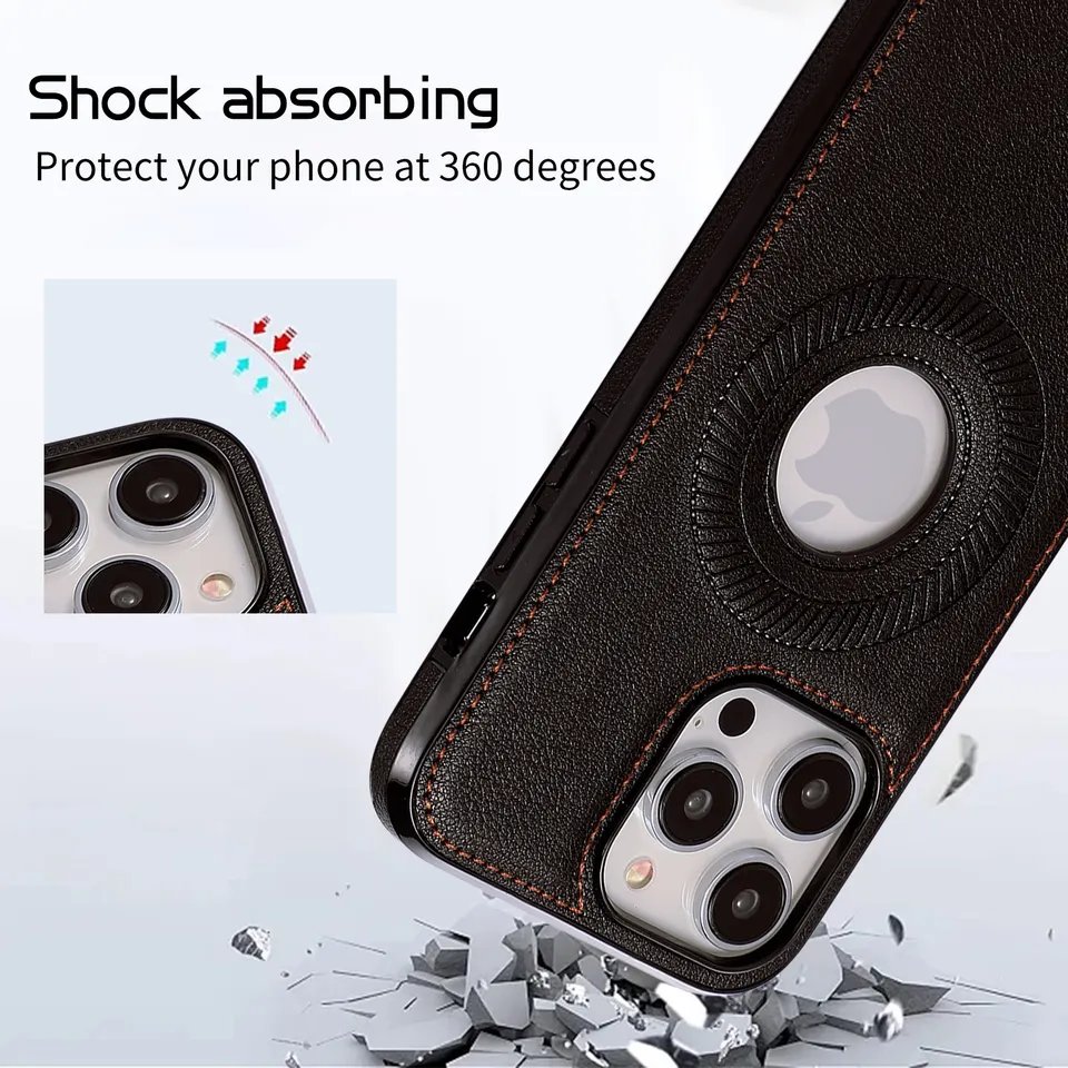 Luxury Wireless Charging PU Leather Mobile Phone Case For iPhone15 14 Pro Max 13 12 11 Magnetic Cellphone Cover