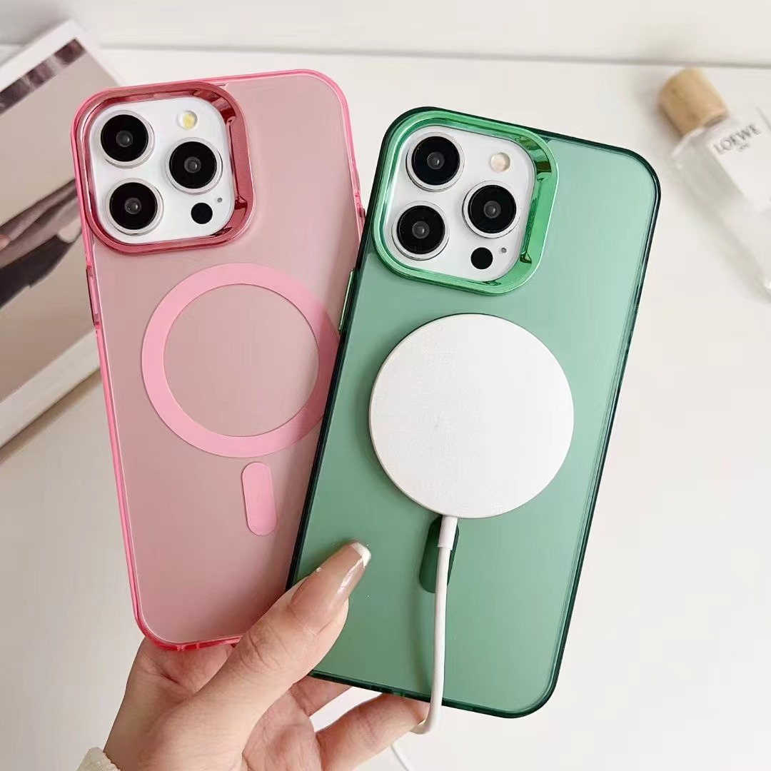 high quality lens frame IMD plating laser magnetic cover hard PC ACrylic phone Case For Iphone 15 pro max 16